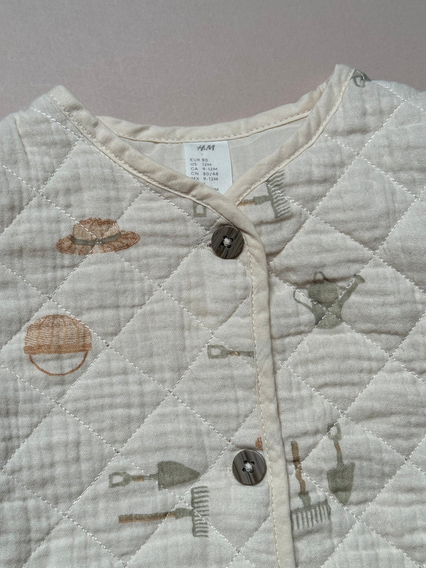 H&M Gardening Printed Thin Cotton Padded Jacket in 9-12 Months