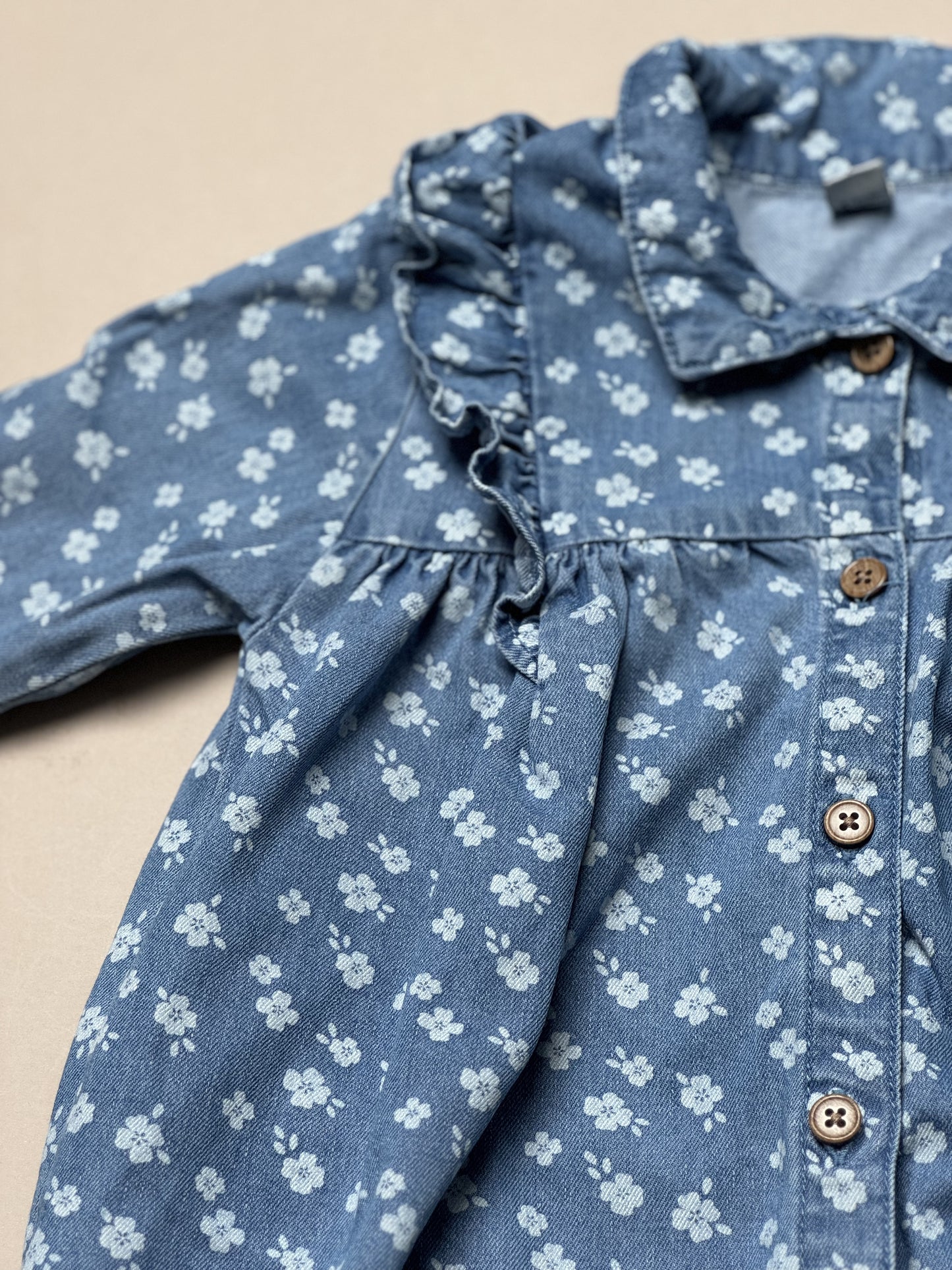 TU Denim Floral Printed Long Sleeved Dress in 6-7 Years