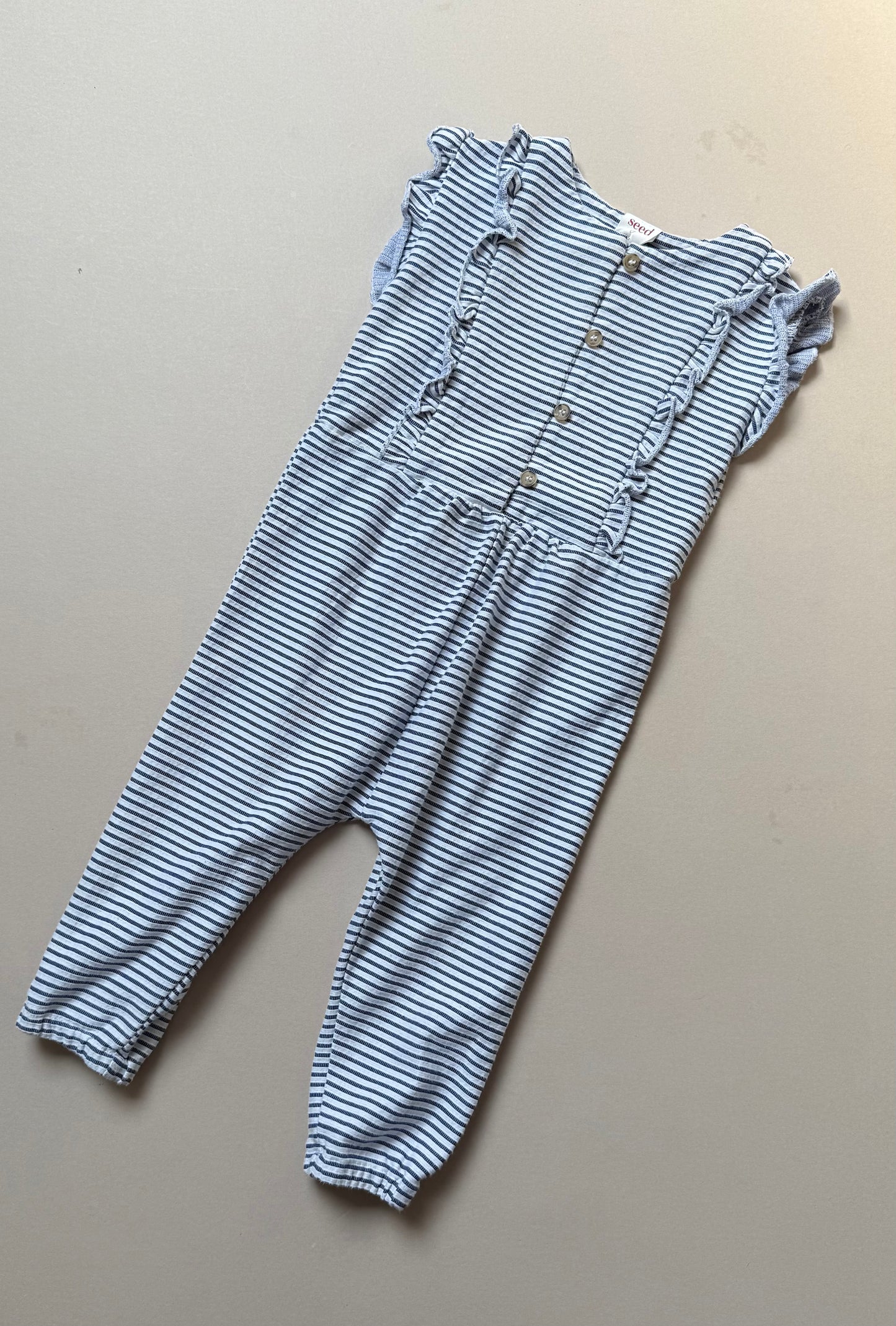 Seed Heritage Cotton Striped Jumpsuit in 6-12 Months