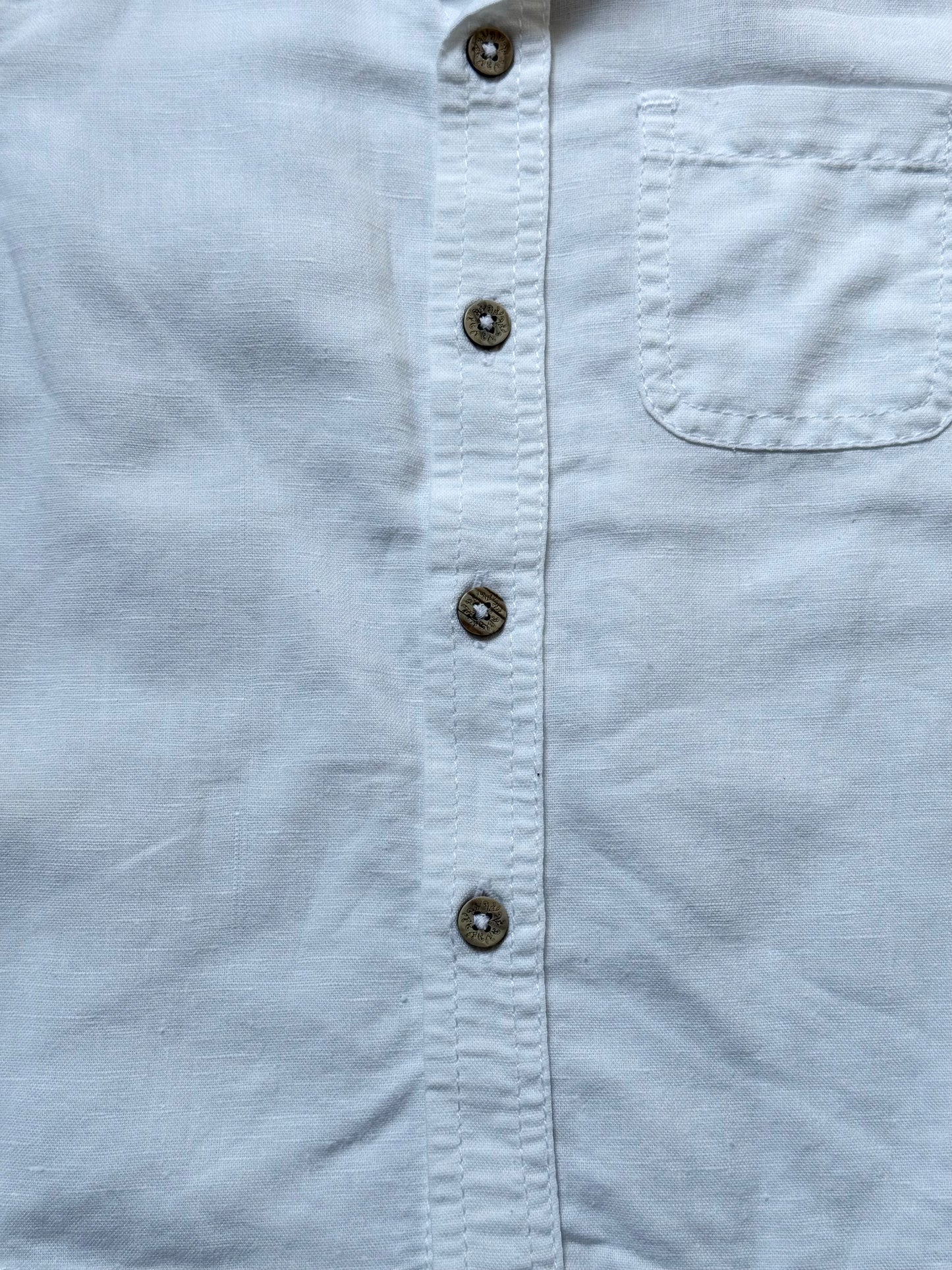 Next Linen White Short Sleeved Shirt in 12-18 Months