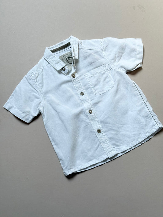 Next Linen White Short Sleeved Shirt in 12-18 Months