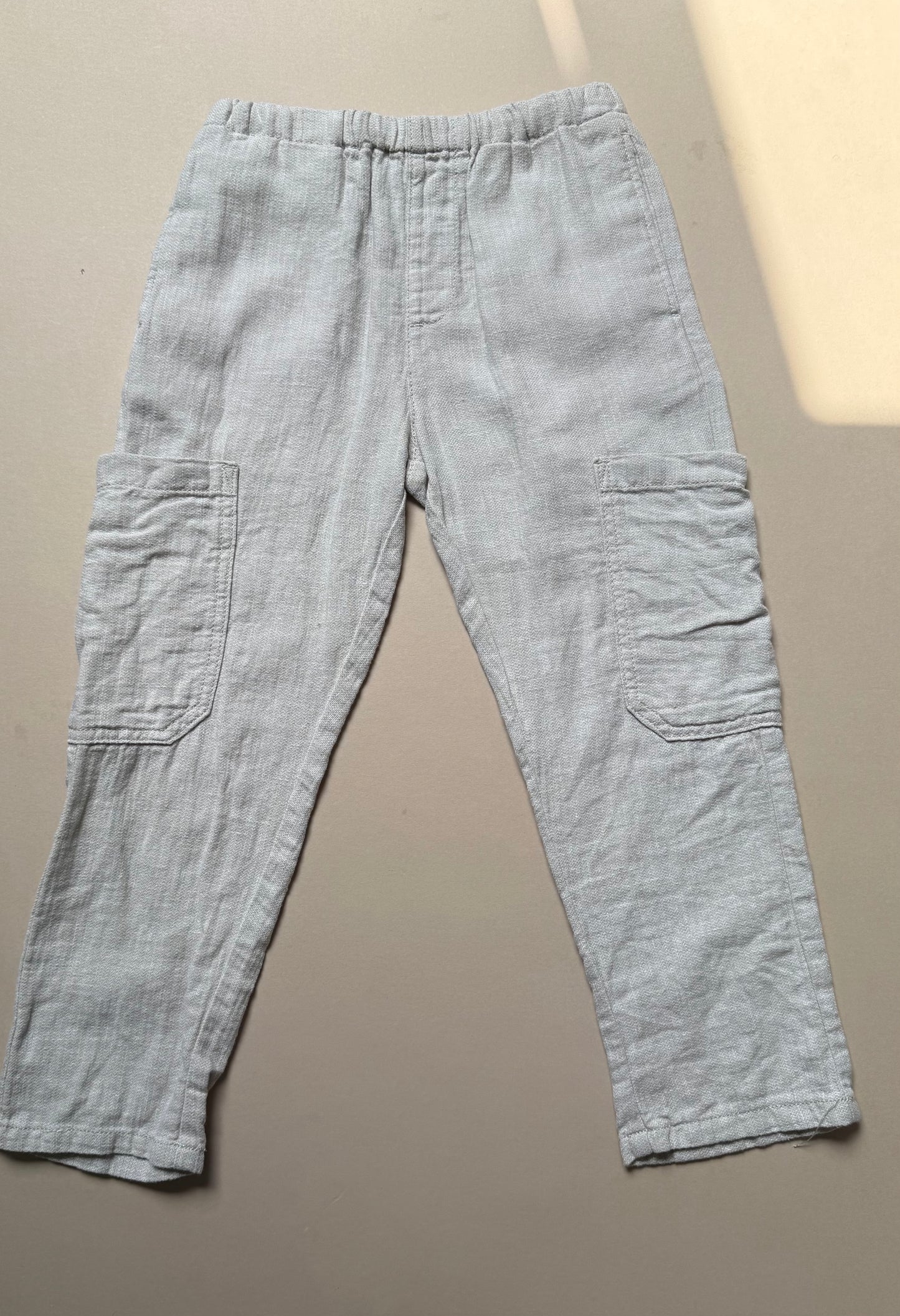 Next Relaxed Greige Linen Trousers in 4-5 Years