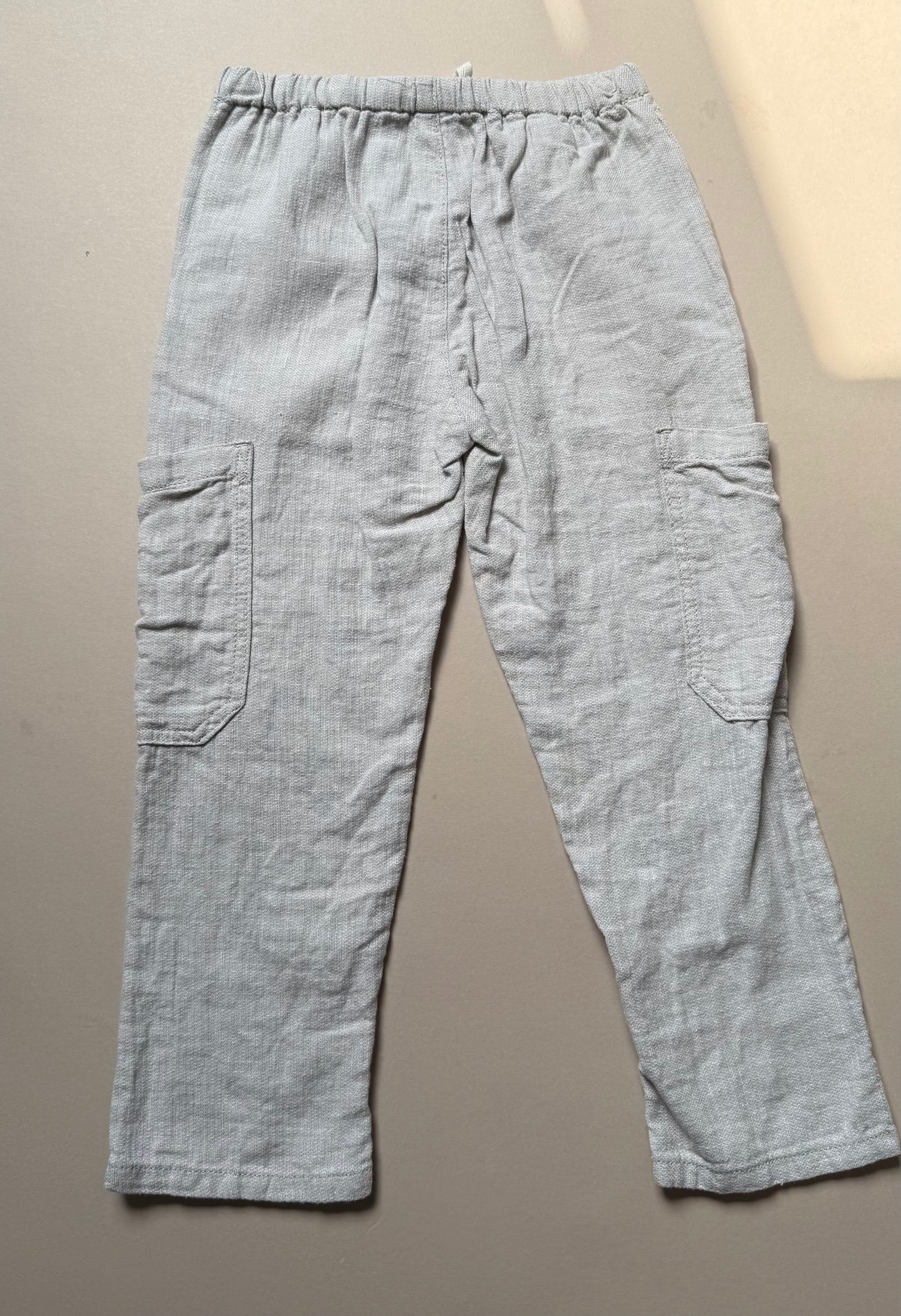 Next Relaxed Greige Linen Trousers in 4-5 Years
