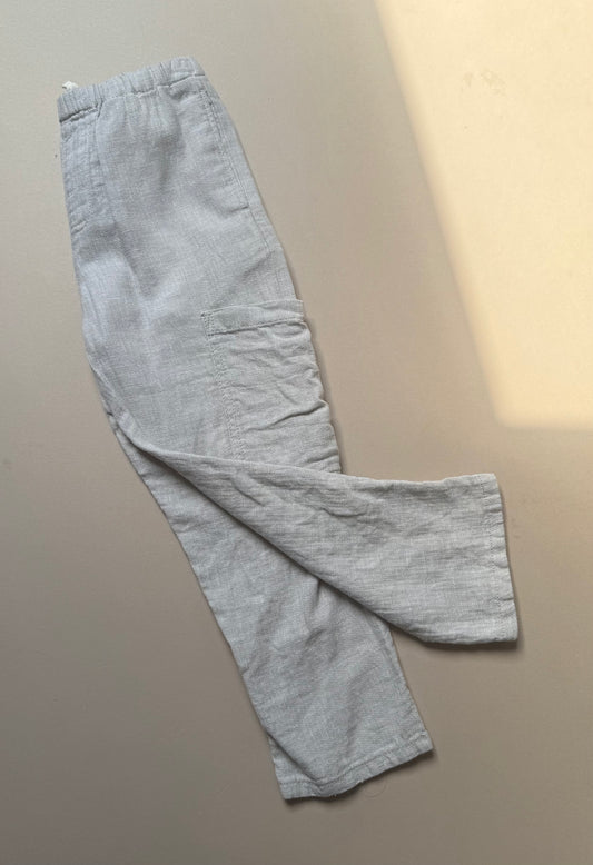 Next Relaxed Greige Linen Trousers in 4-5 Years