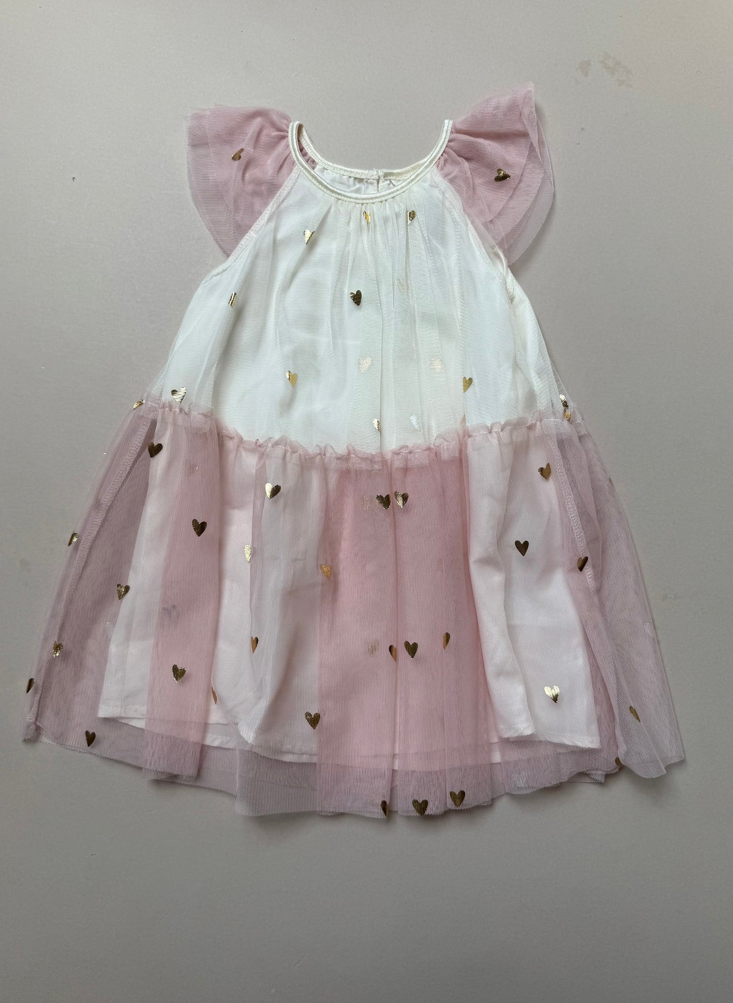 H&M Foil Hearts Printed Party Dress in 12-18 Months