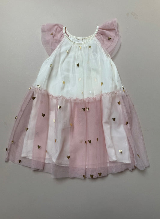 H&M Foil Hearts Printed Party Dress in 12-18 Months