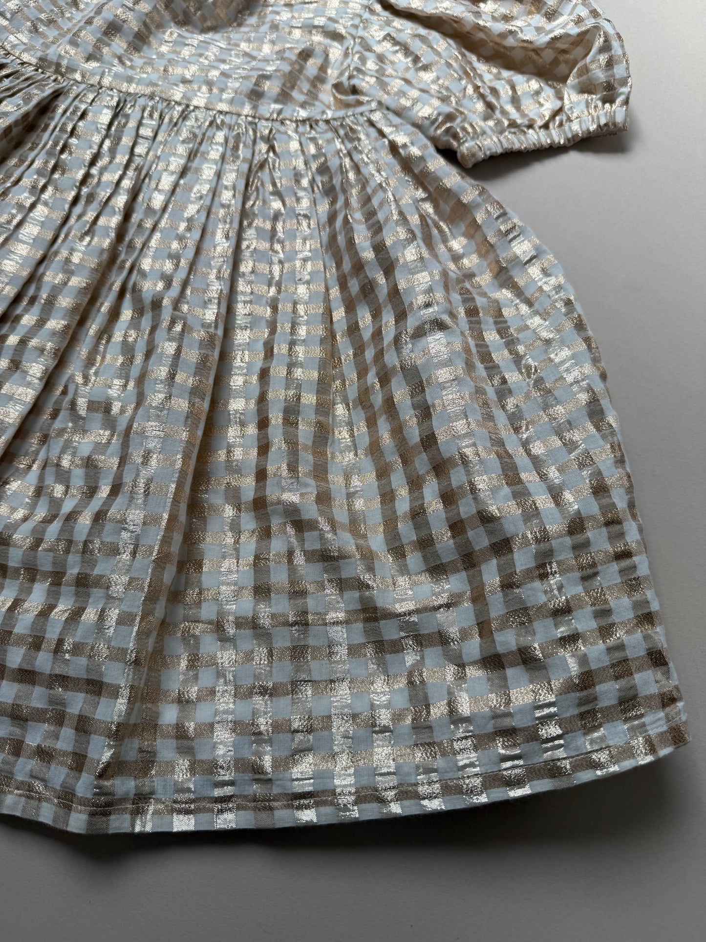 Marks & Spencer Glitter Gold Gingham Party Dress in 6-7 Years