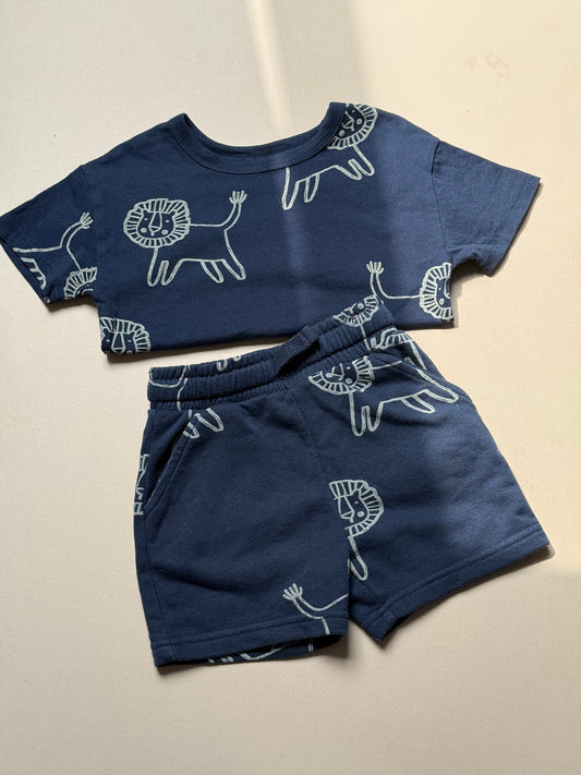 George Navy Lion Printed Jersey Set in 18-24 Months