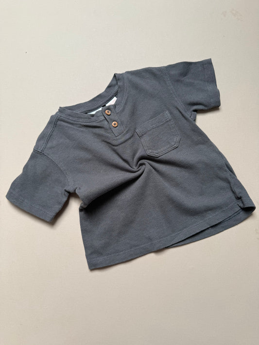 Zara Charcoal Grey Textured T-Shirt in 12-18 Months