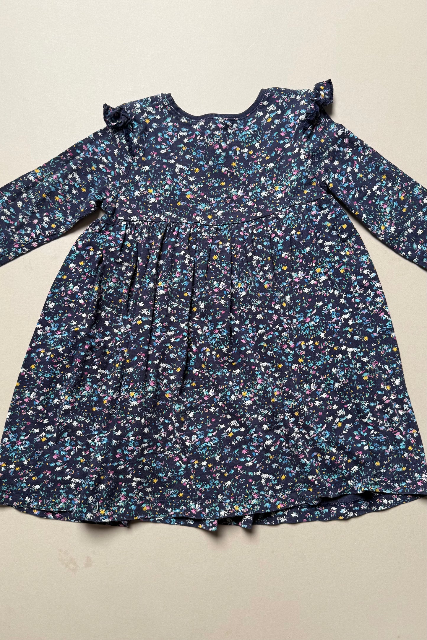 Next Navy Ditsy Floral Printed Long Sleeved Jersey Dress in 3-4 Years