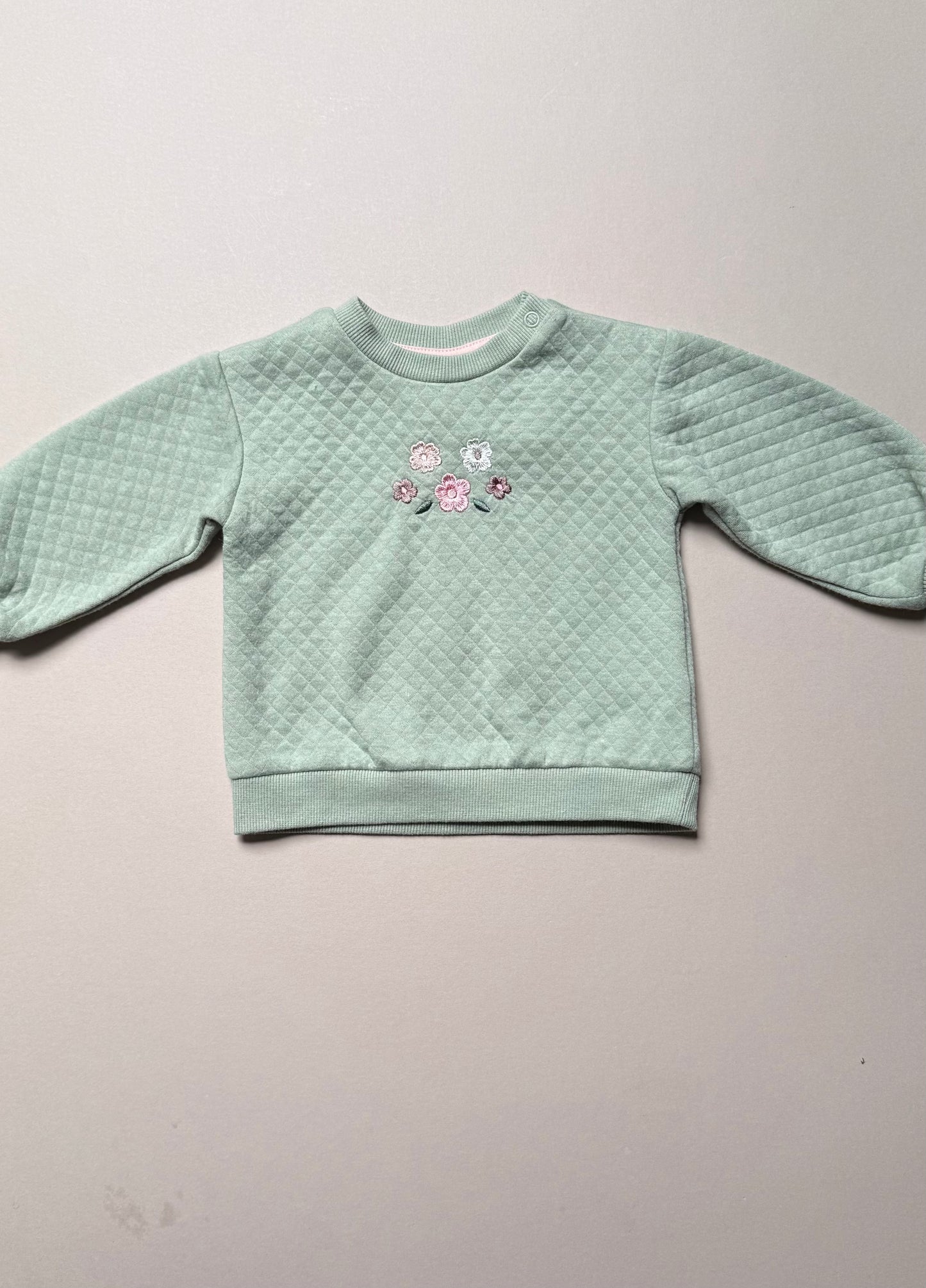 H&M Mint Green Quilted Sweat Top in 4-6 Months