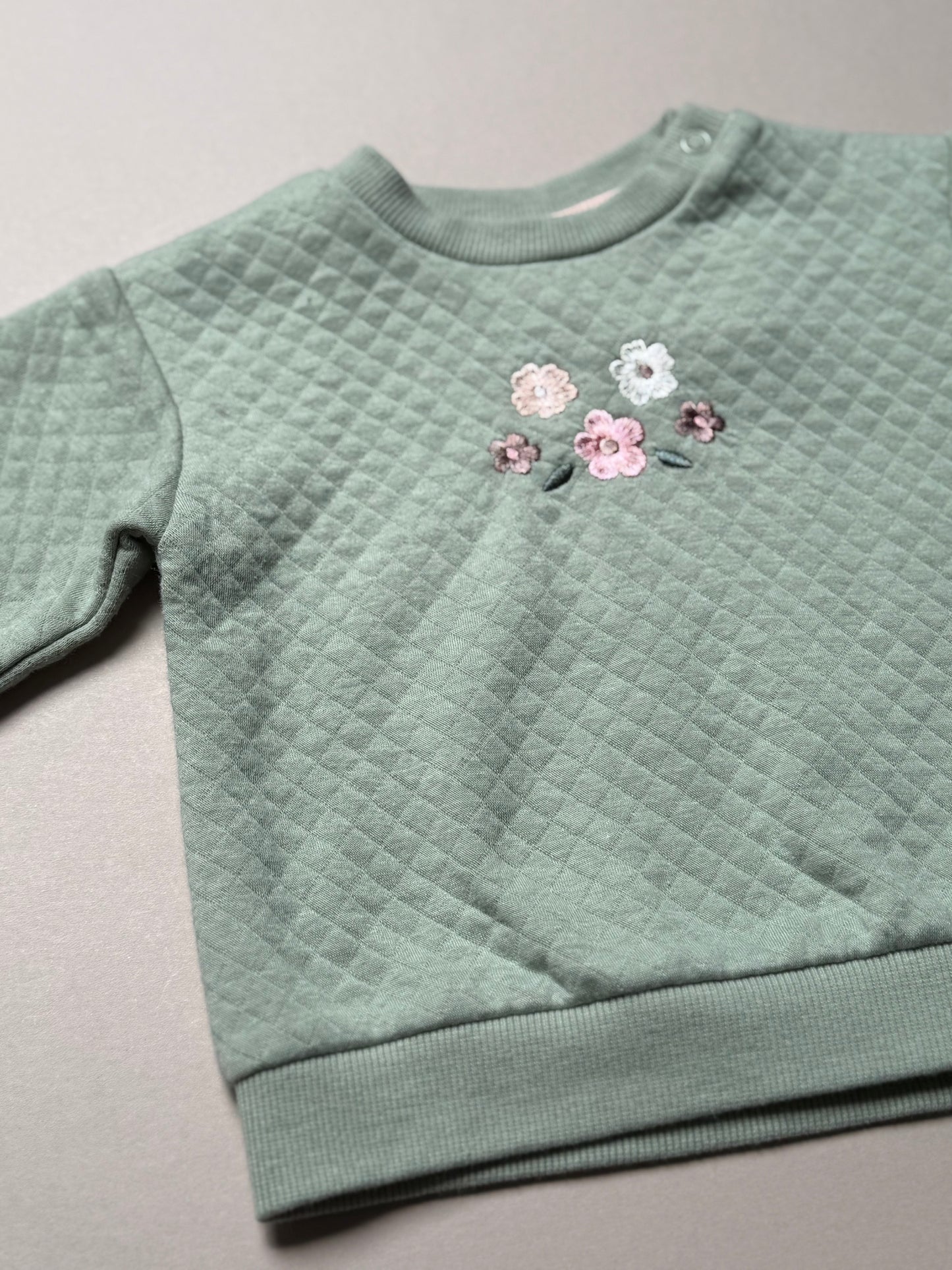 H&M Mint Green Quilted Sweat Top in 4-6 Months