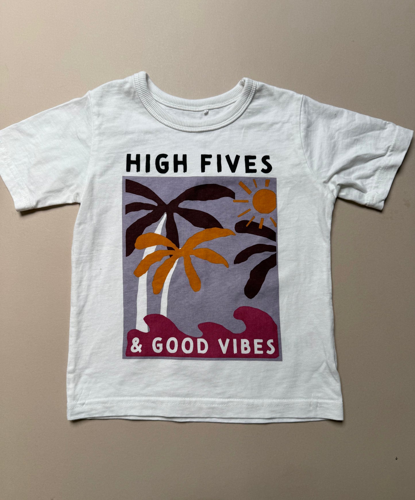 George "High Fives & Good Vibes" T-Shirt in 2-3 Years