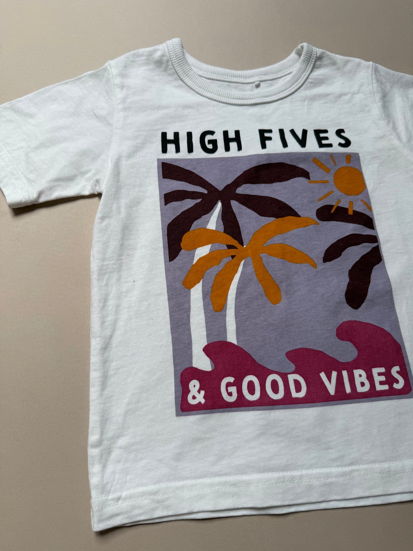 George "High Fives & Good Vibes" T-Shirt in 2-3 Years