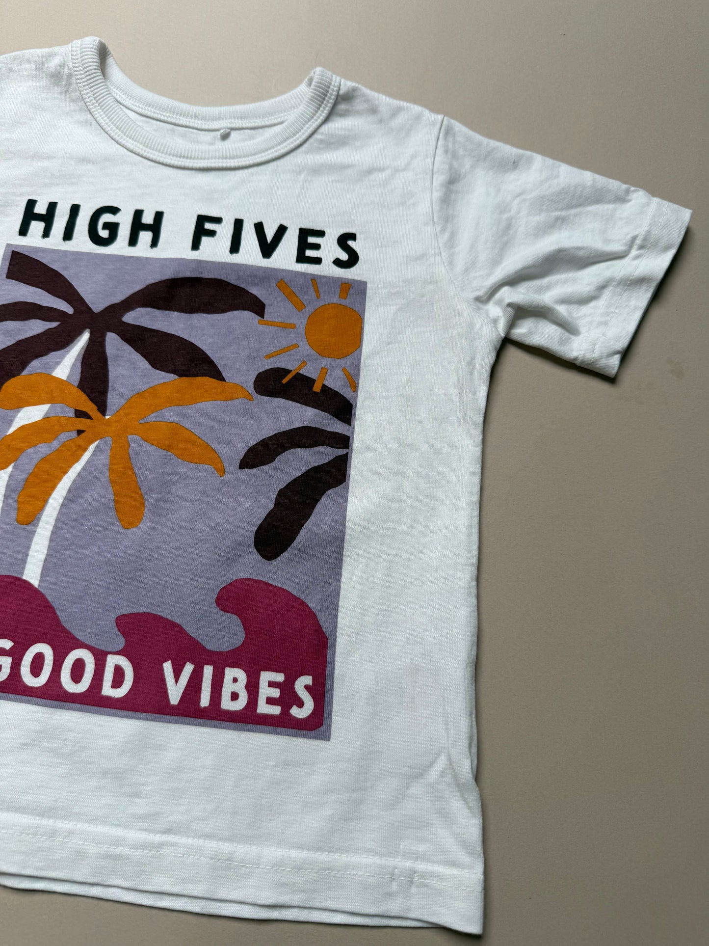 George "High Fives & Good Vibes" T-Shirt in 2-3 Years