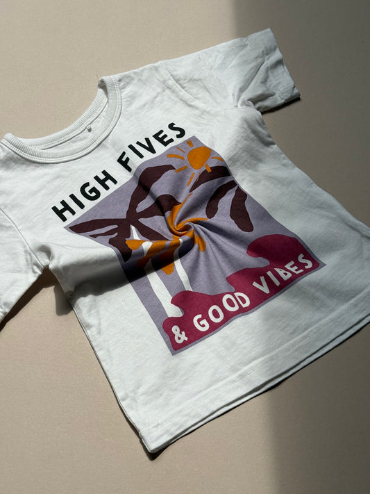 George "High Fives & Good Vibes" T-Shirt in 2-3 Years