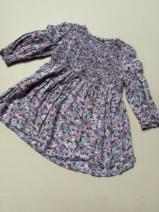 Zara Long Sleeved Floral Lightweight Dress in 12-18 Months