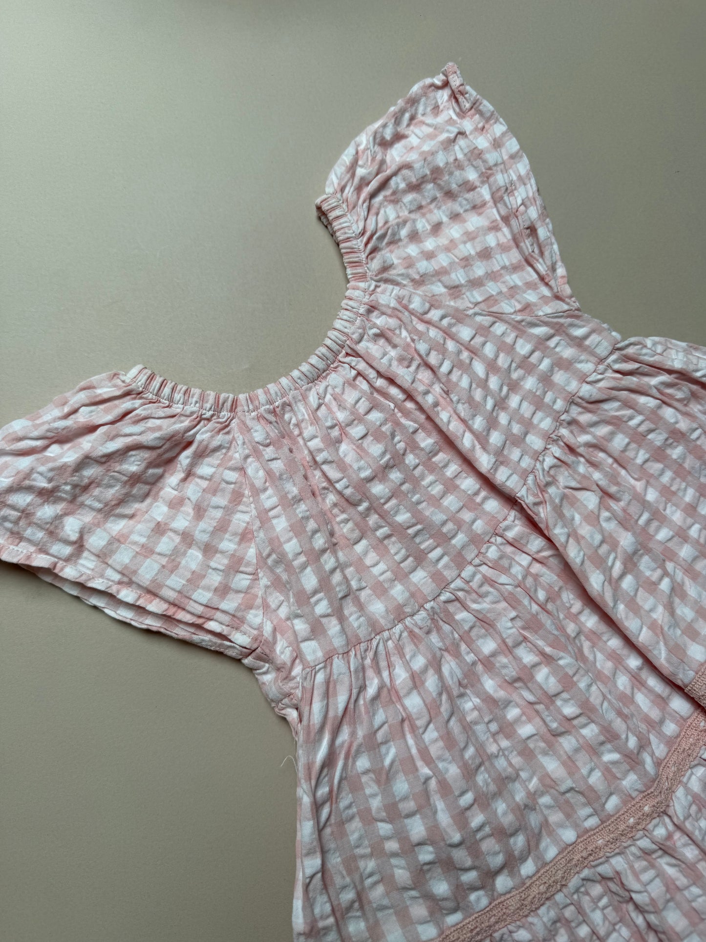 Mothercare Pink & White Gingham Summer Dress in 2-3 Years