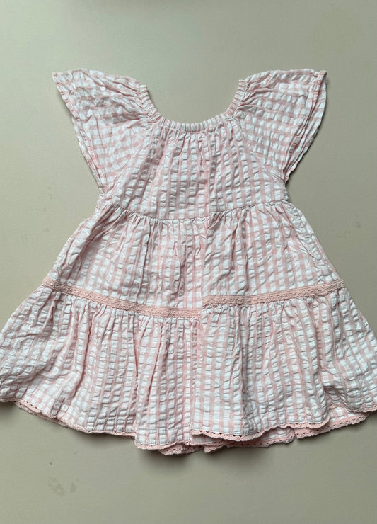 Mothercare Pink & White Gingham Summer Dress in 2-3 Years