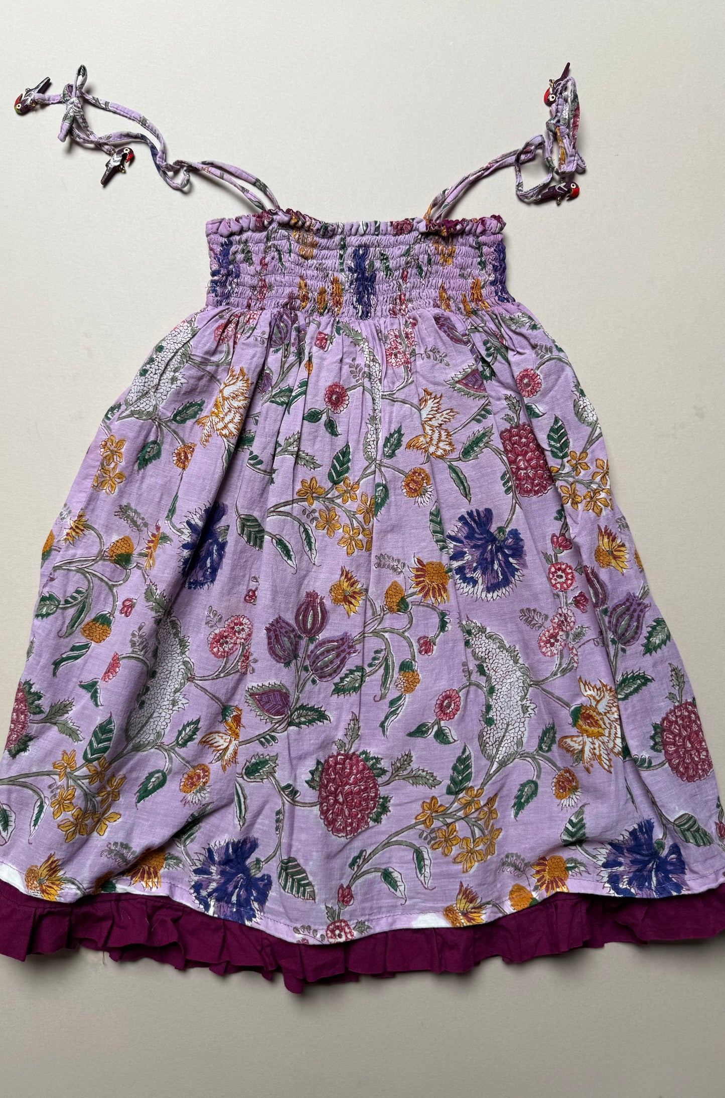 Cotton Thistle & Flowers Printed Strappy Summer Dress Best Fit From 6 Years