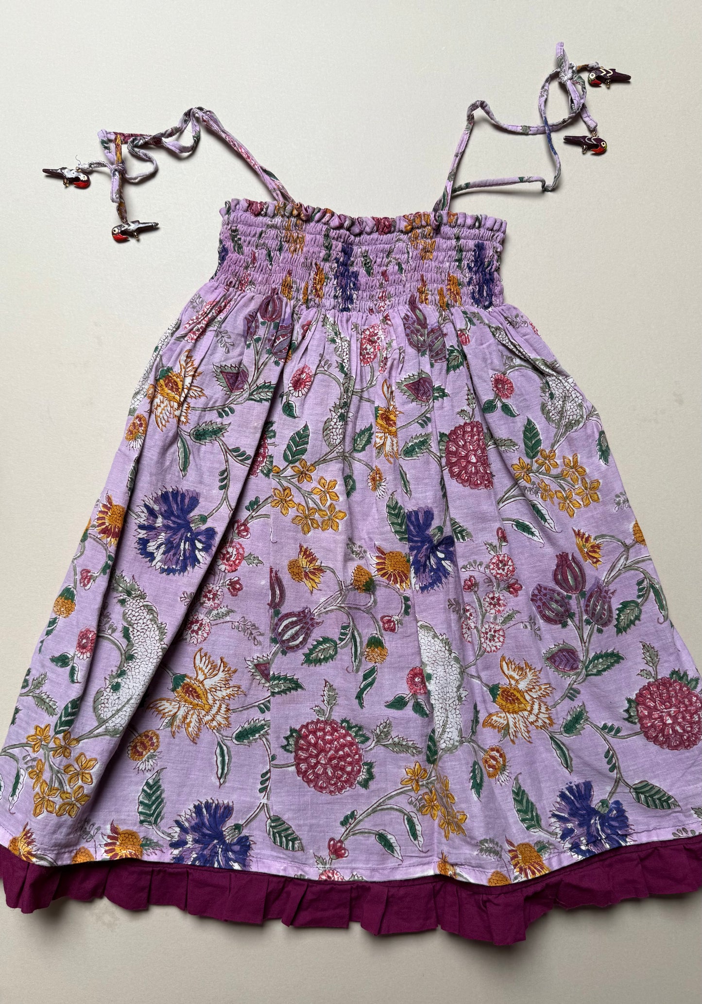 Cotton Thistle & Flowers Printed Strappy Summer Dress Best Fit From 6 Years