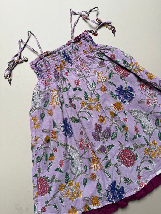 Cotton Thistle & Flowers Printed Strappy Summer Dress Best Fit From 6 Years