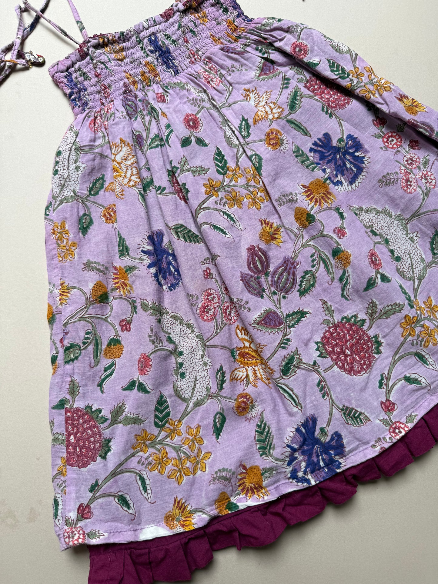 Cotton Thistle & Flowers Printed Strappy Summer Dress Best Fit From 6 Years