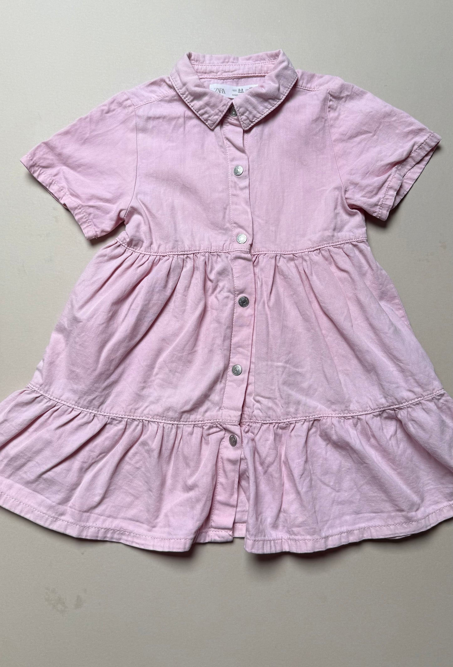Zara Pink Short Sleeved Shirt Dress in 2-3 Years