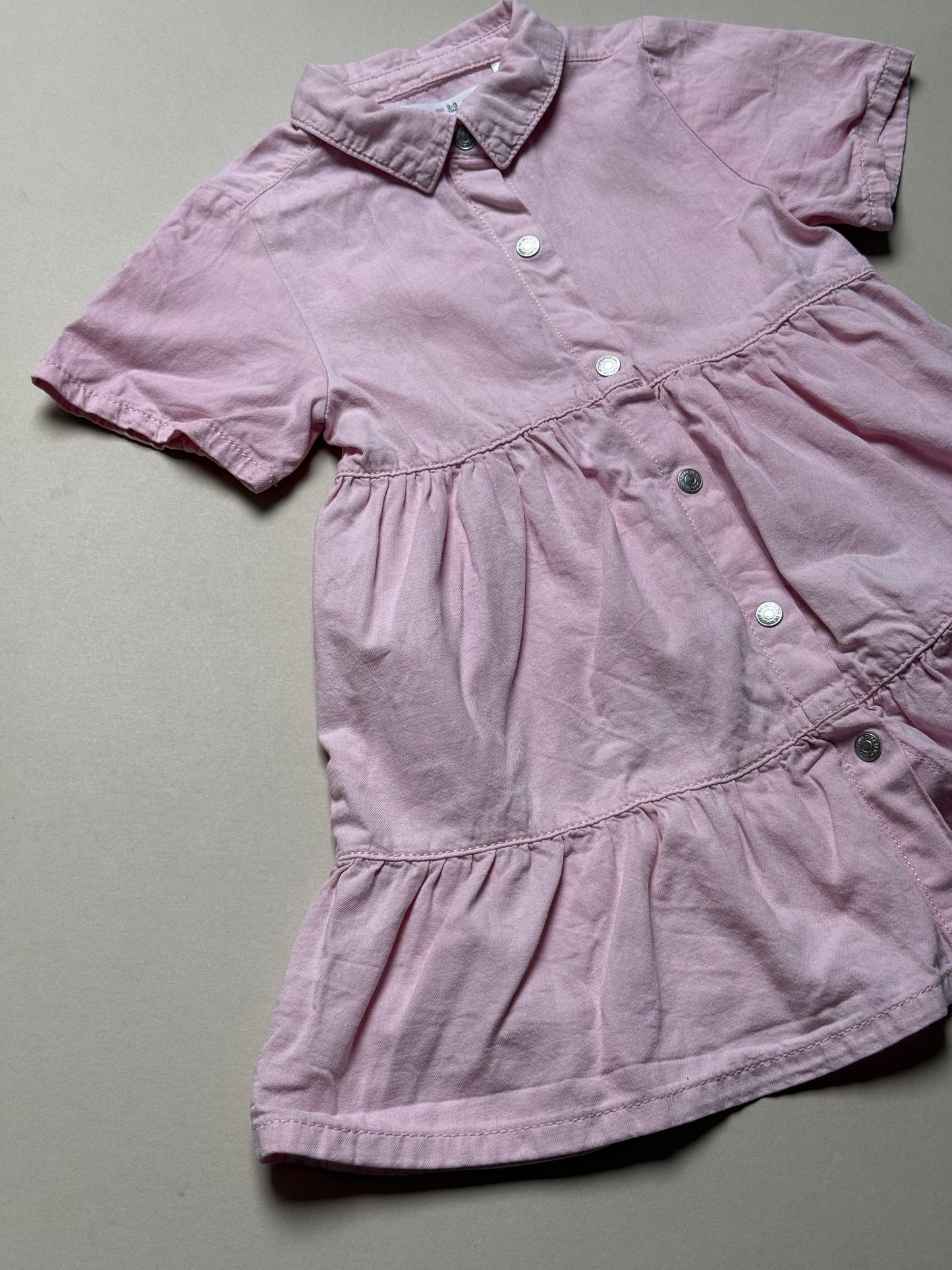Zara Pink Short Sleeved Shirt Dress in 2-3 Years