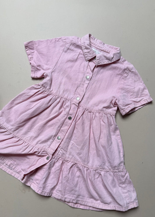 Zara Pink Short Sleeved Shirt Dress in 2-3 Years