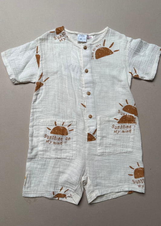 Zara "Shine All Day" Lightweight Cotton Romper in 4-5 Years