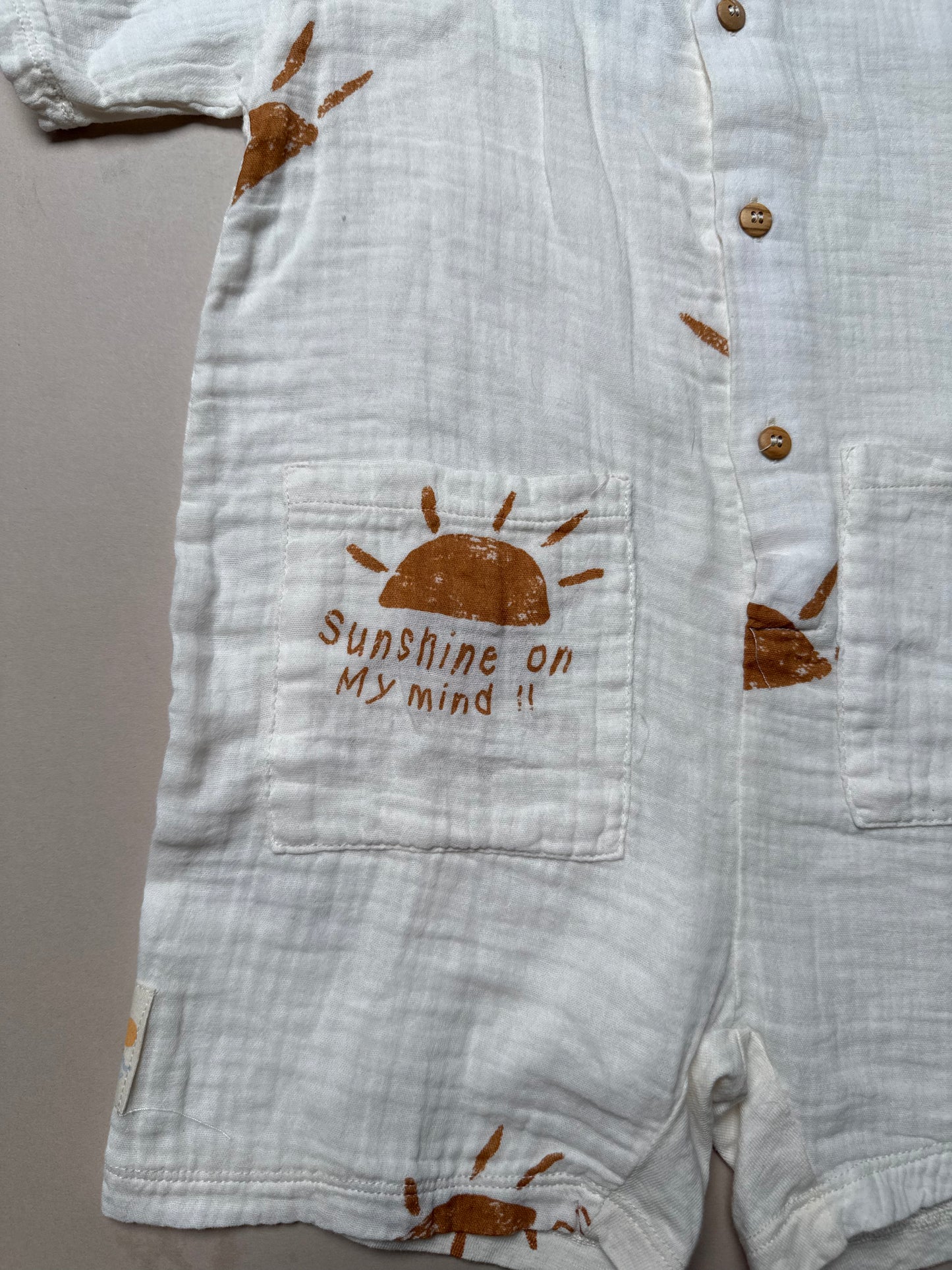 Zara "Shine All Day" Lightweight Cotton Romper in 4-5 Years