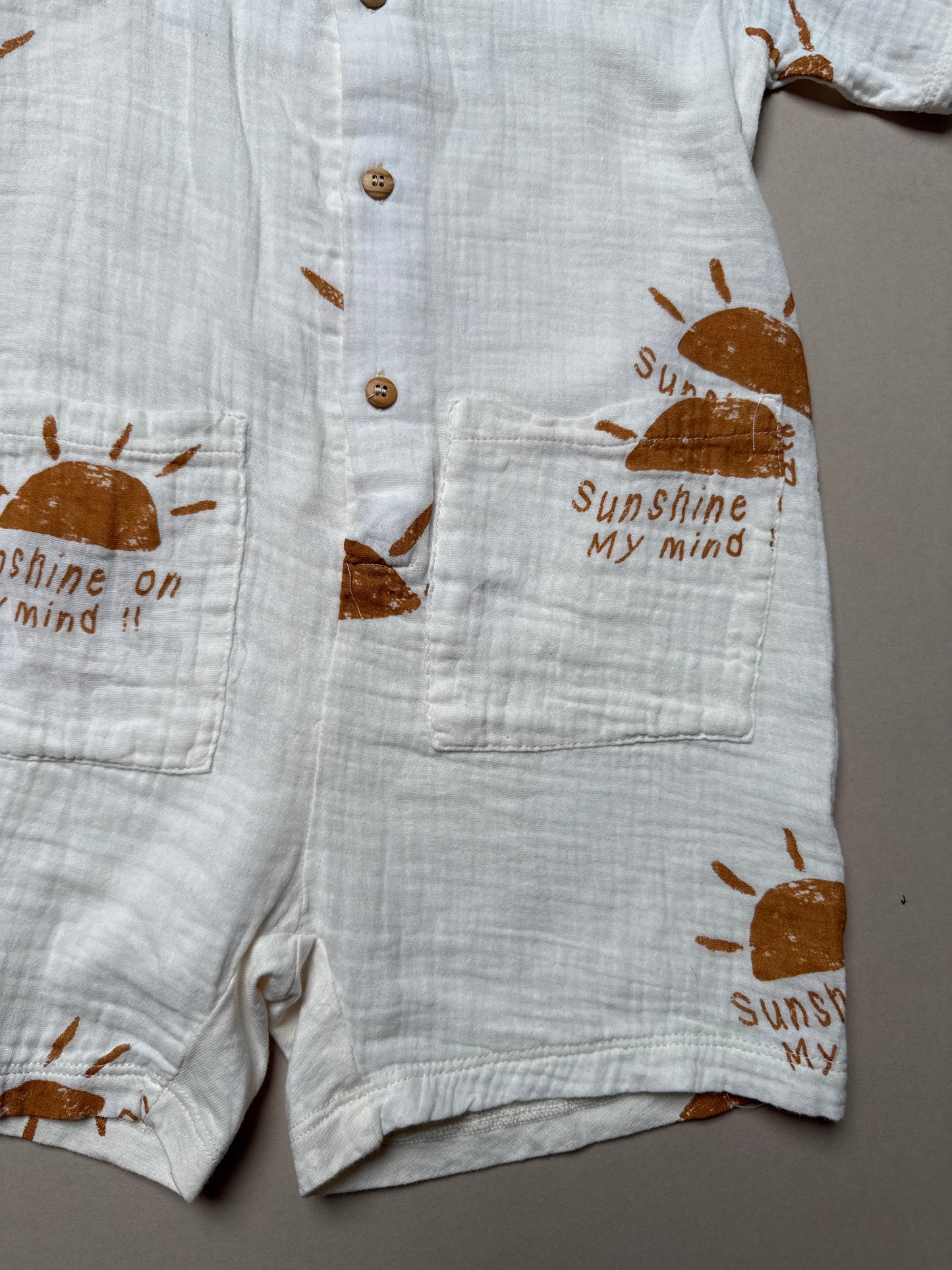 Zara "Shine All Day" Lightweight Cotton Romper in 4-5 Years