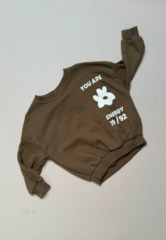 Zara Khaki Slogan Backed Sweat Top in 9-12 Months