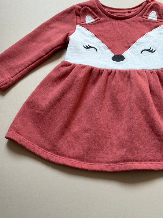 F&F Fox Thick Long Sleeved Dress in 6-9 Months