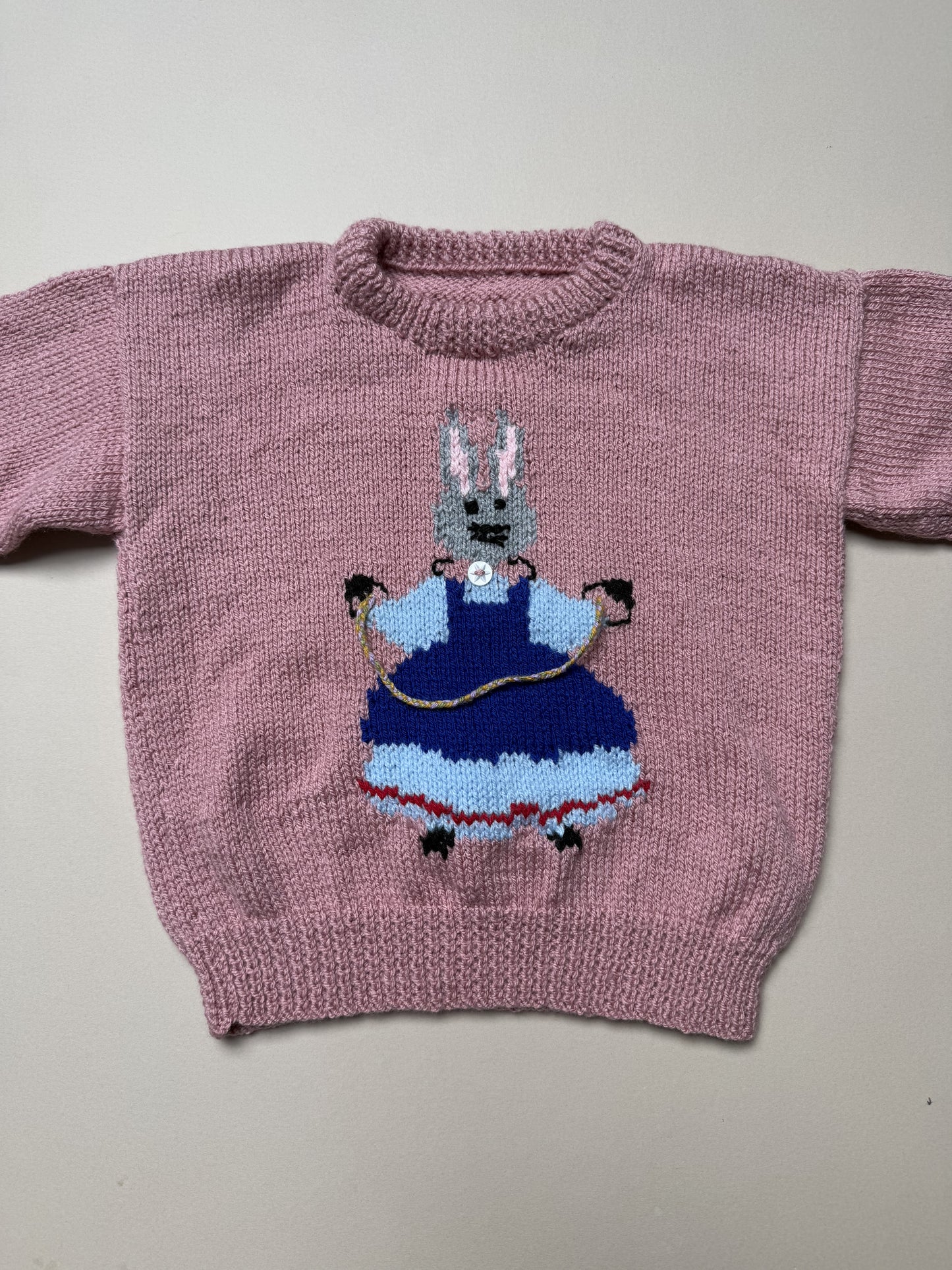 Handknitted Skipping Bunny Jumper Best Fit 3-4 Years
