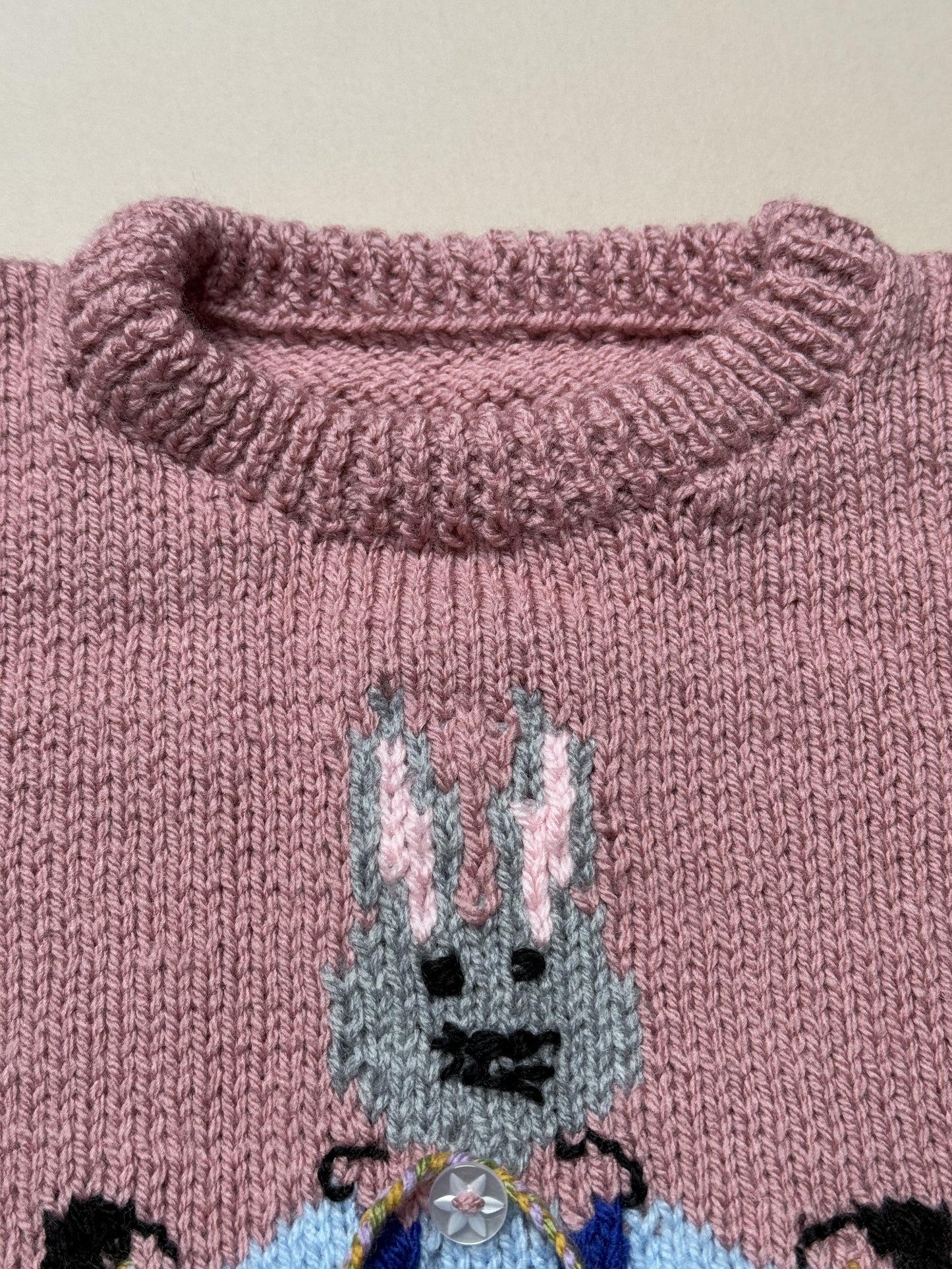 Handknitted Skipping Bunny Jumper Best Fit 3-4 Years