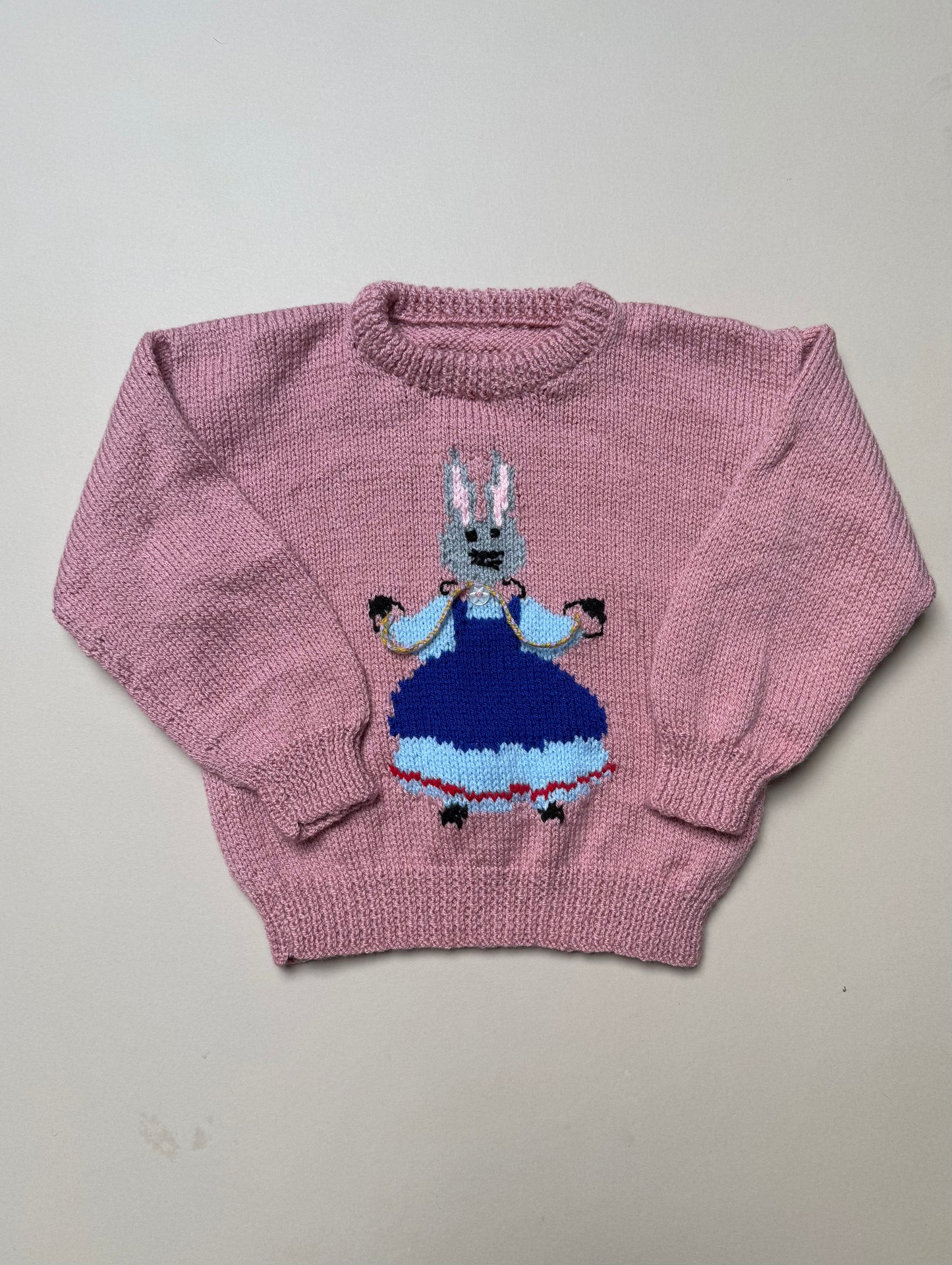 Handknitted Skipping Bunny Jumper Best Fit 3-4 Years