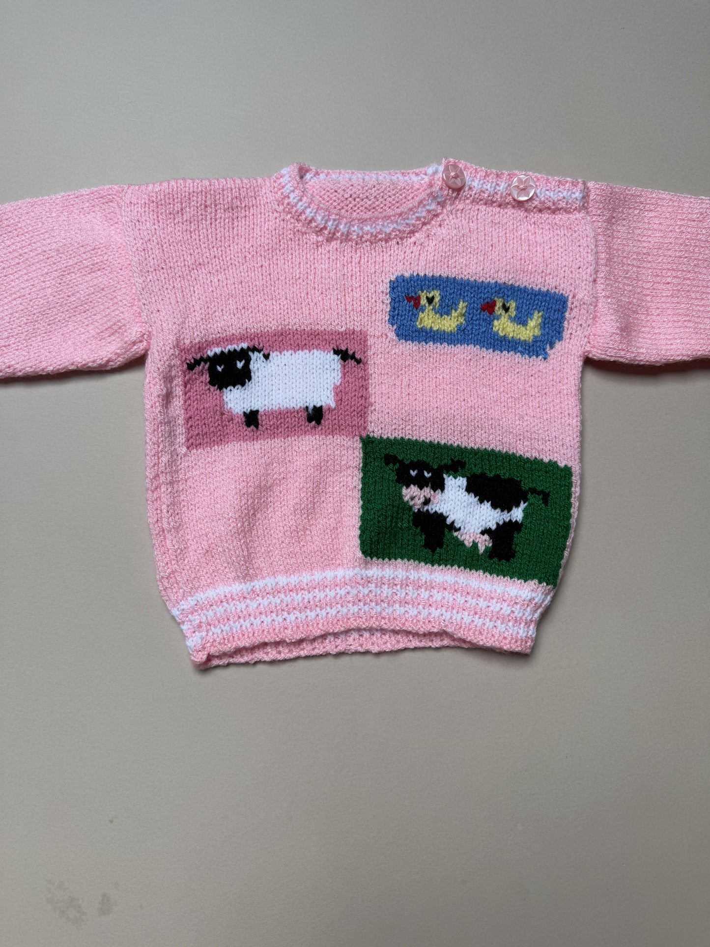 Handknitted Farm Yard Acrylic Jumper Best Fit From 6 Months