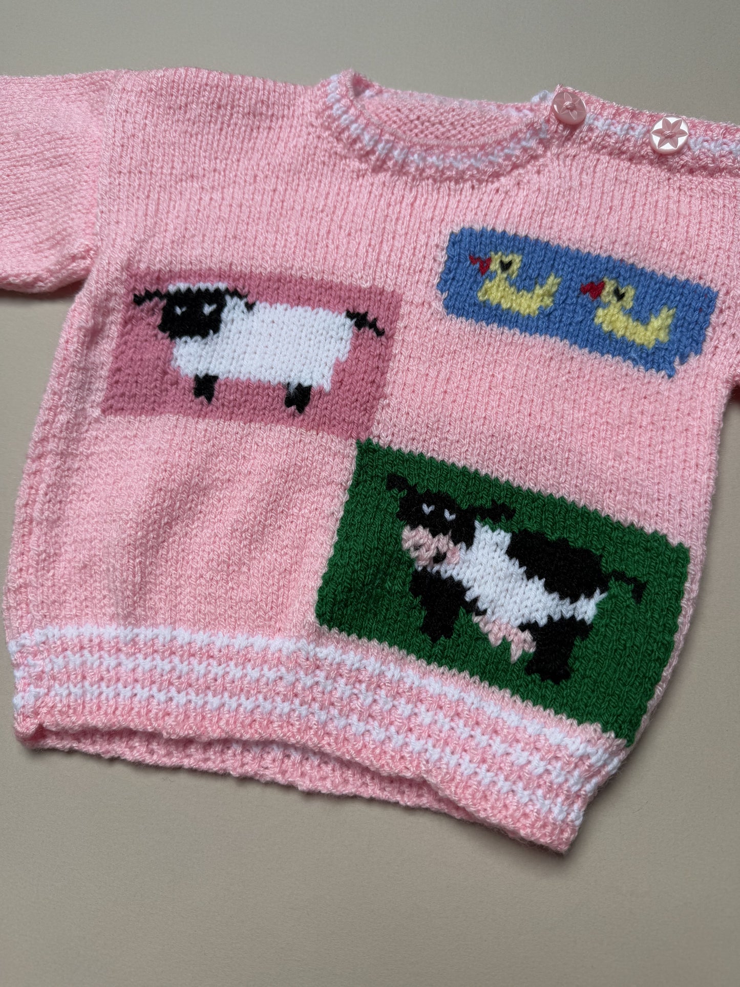 Handknitted Farm Yard Acrylic Jumper Best Fit From 6 Months