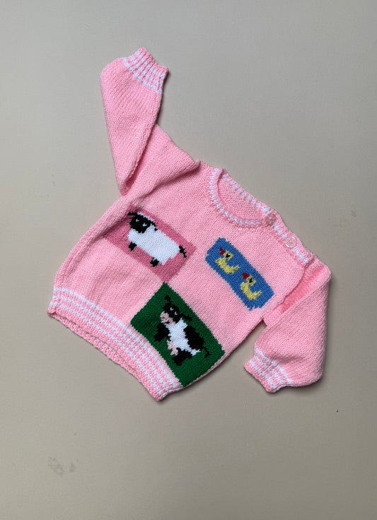Handknitted Farm Yard Acrylic Jumper Best Fit From 6 Months