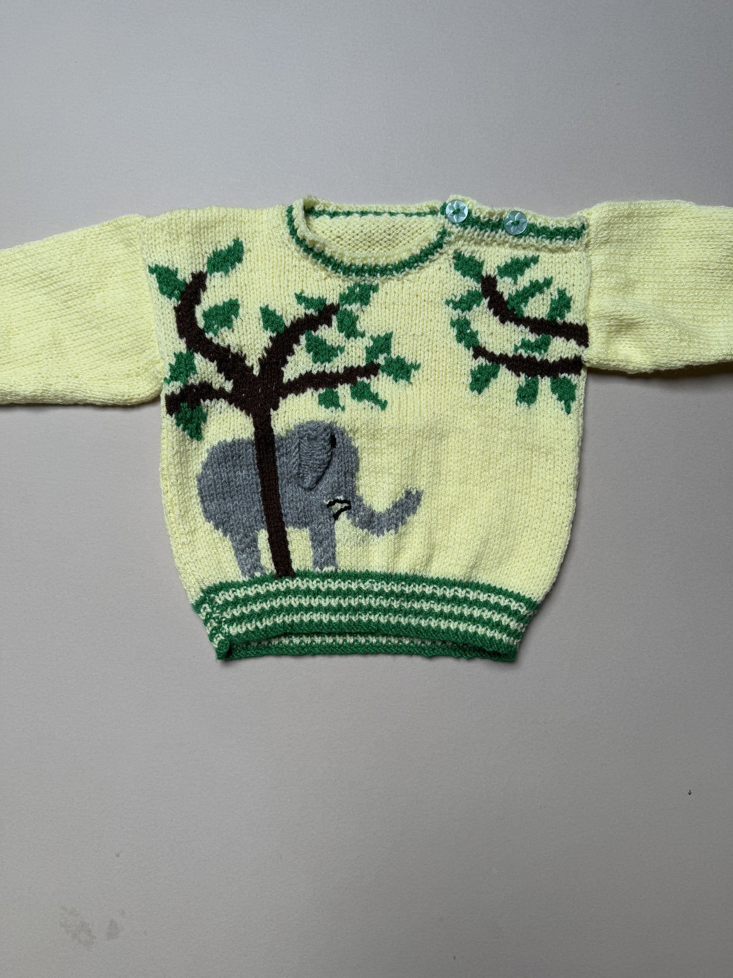 Handknitted Acrylic Yellow Elephant Jumper Best Fit From 6 Months