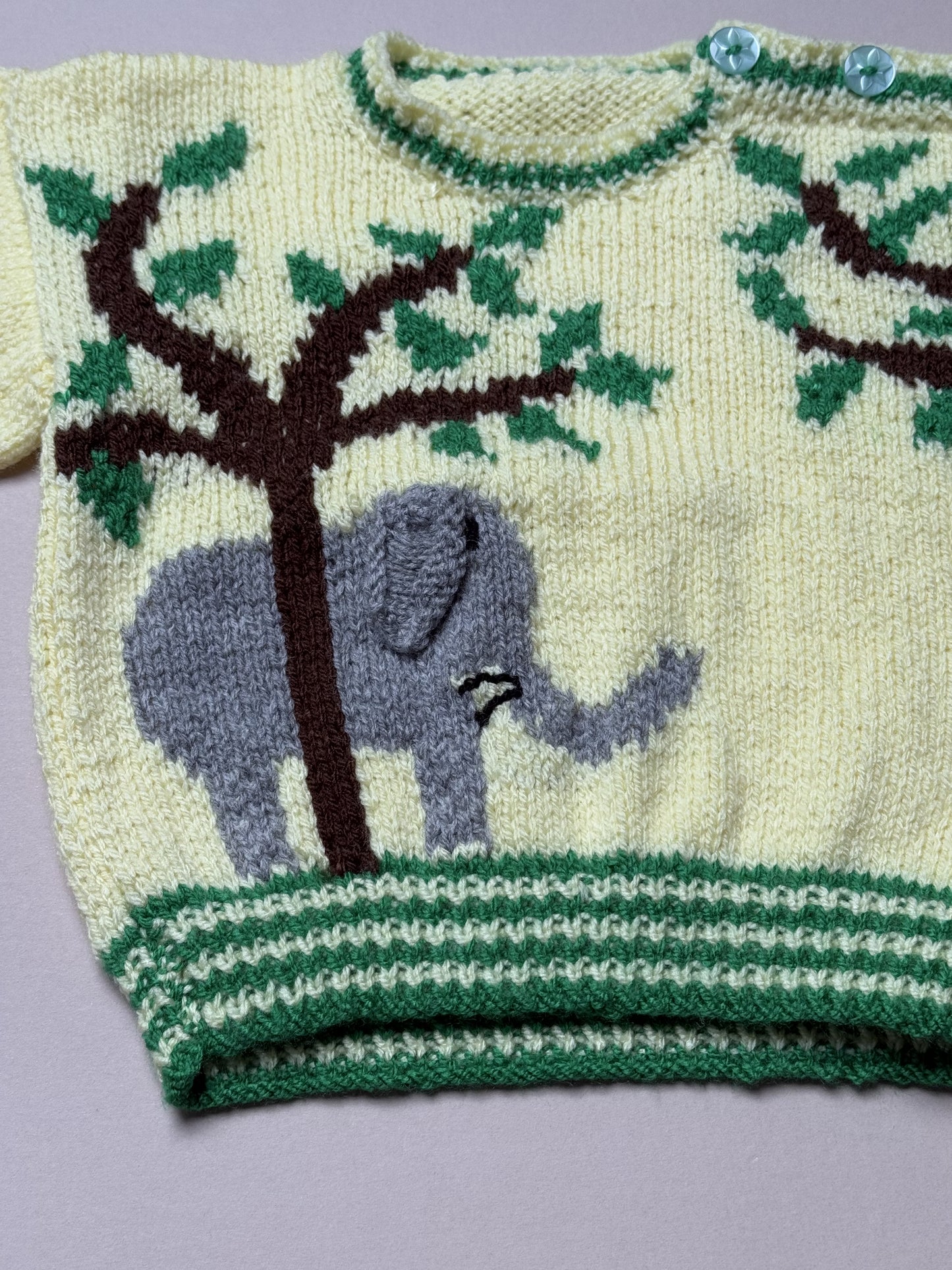 Handknitted Acrylic Yellow Elephant Jumper Best Fit From 6 Months