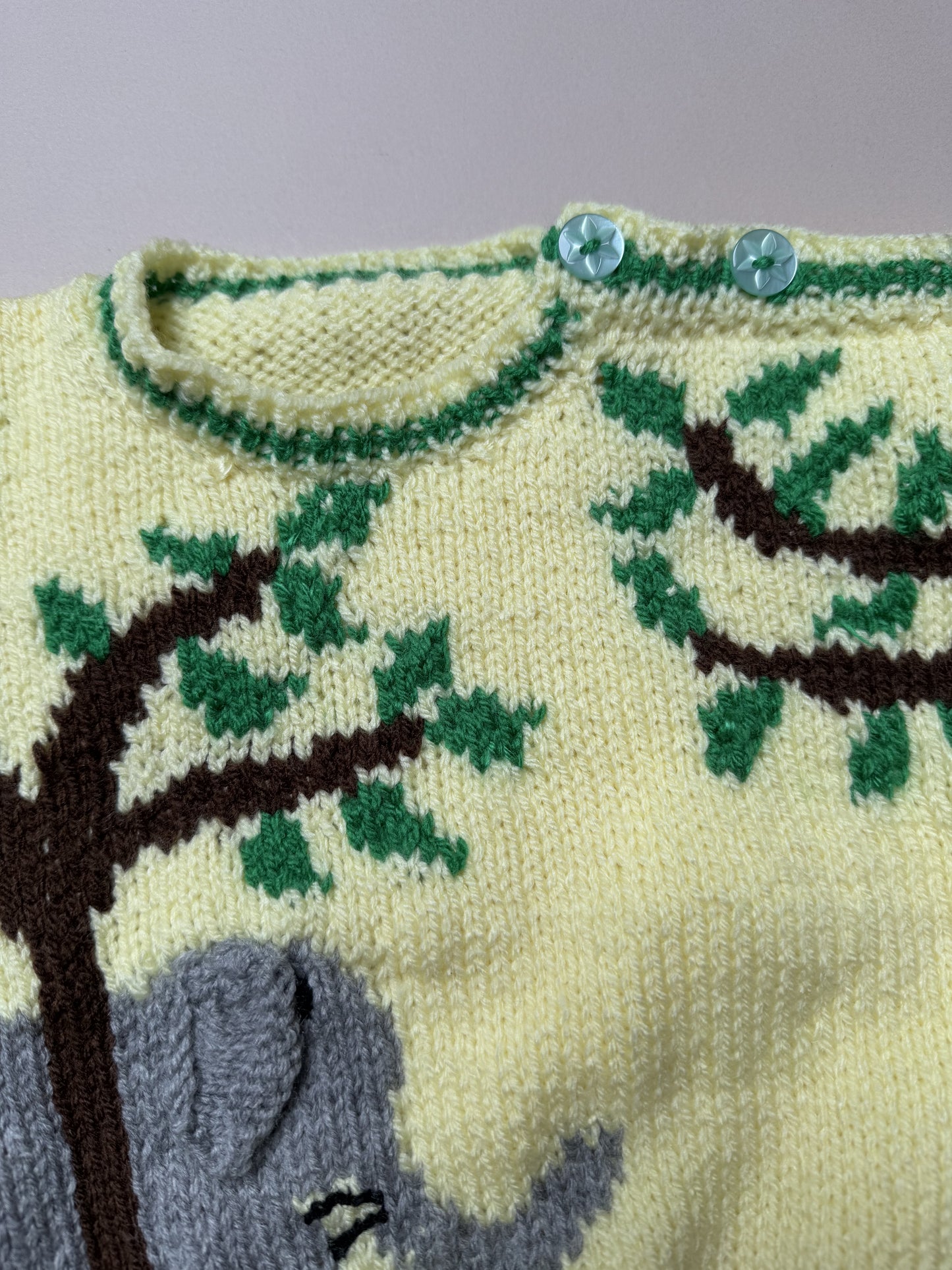 Handknitted Acrylic Yellow Elephant Jumper Best Fit From 6 Months