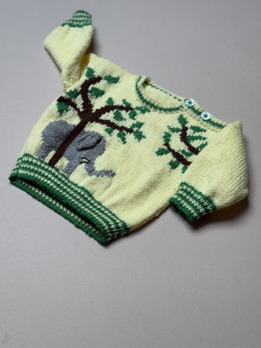 Handknitted Acrylic Yellow Elephant Jumper Best Fit From 6 Months